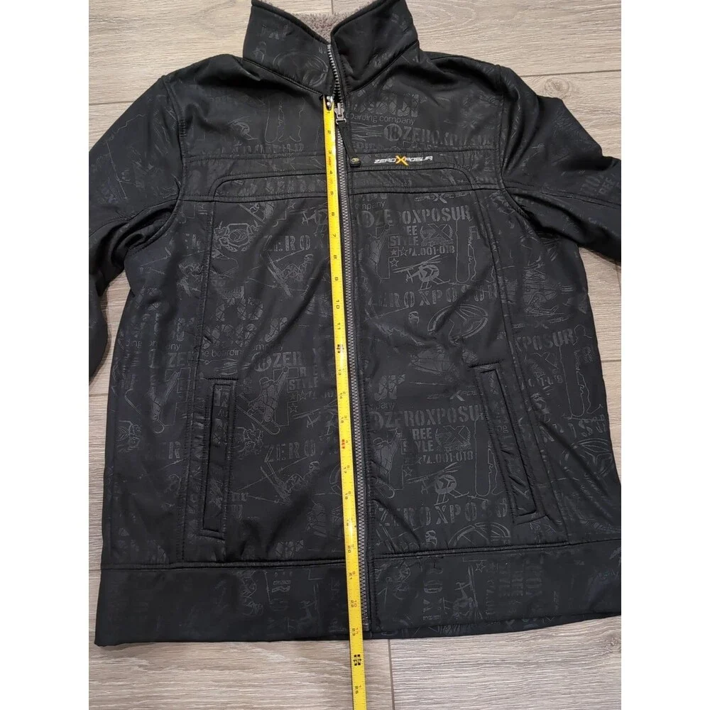 VINTAGE ZERO EXPOSUR LIGHTWEIGHT JACKET Youth XL 18-20 BLACK LOGO PRINT